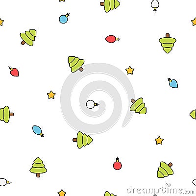 Minimalistic christmas colorful pattern with christmas tree and lights Vector Illustration