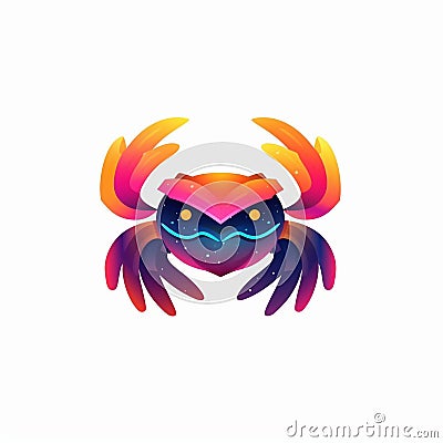 Minimalistic Colored Crab Illustration Cartoon Illustration