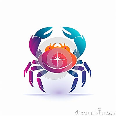 Minimalistic Colored Crab Illustration Cartoon Illustration