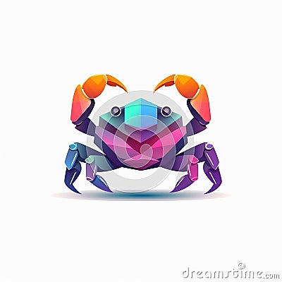 Minimalistic Colored Crab Illustration Cartoon Illustration