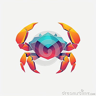 Minimalistic Colored Crab Illustration Cartoon Illustration