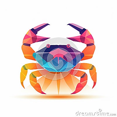 Minimalistic Colored Crab Illustration Cartoon Illustration