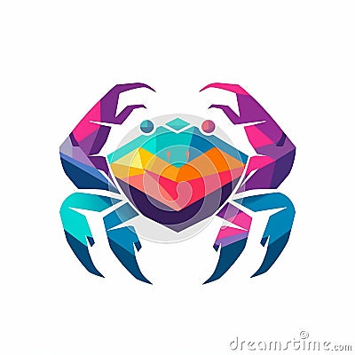 Minimalistic Colored Crab Illustration Cartoon Illustration