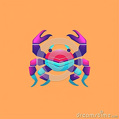 Minimalistic Colored Crab Illustration Cartoon Illustration