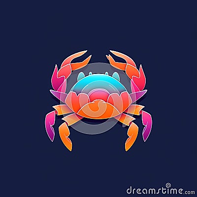 Minimalistic Colored Crab Illustration Cartoon Illustration