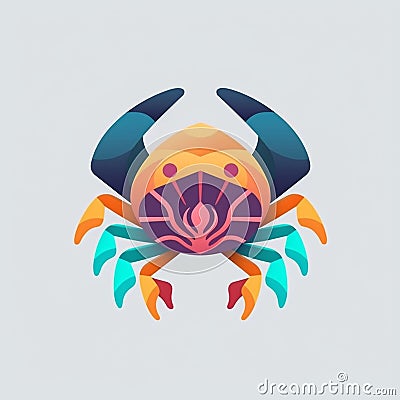 Minimalistic Colored Crab Illustration Cartoon Illustration