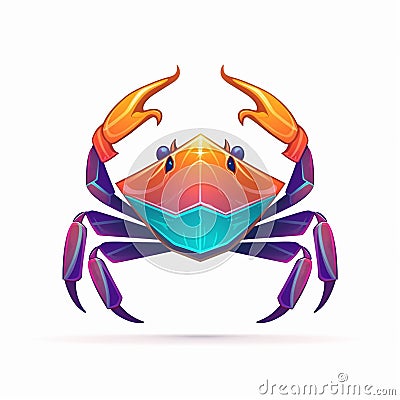 Minimalistic Colored Crab Illustration Cartoon Illustration