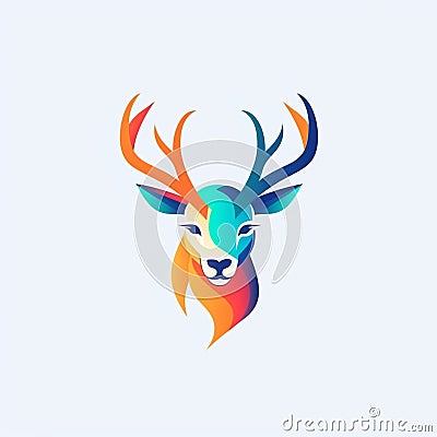 Minimalistic Colored Deer Illustration Cartoon Illustration