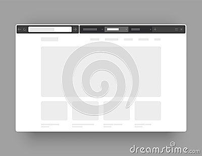 Minimalistic concept of web browser. Wireframes screens. Vector Illustration