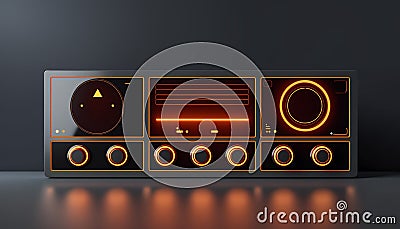 A minimalistic control panel or interface design. Template for web online app dashboard. Set of Buttons, Dials, Knobs on neutral Stock Photo