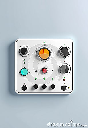 A minimalistic control panel or interface design. Template for web online app dashboard. Set of Buttons, Dials, Knobs on neutral Stock Photo
