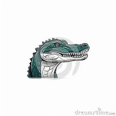 Minimalistic Crocodile Logo Template With Cartoon Realism Cartoon Illustration