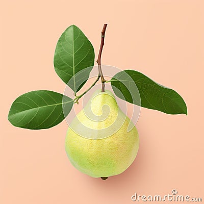 Minimalistic Design: Plump Pear On Pink Background With Layered Imagery Cartoon Illustration