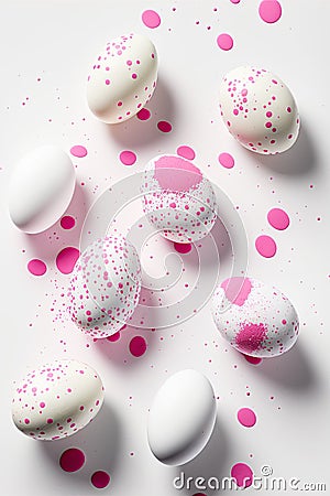 Minimalistic easter background. Clean design. Generative ai. Easter eggs on white background Stock Photo