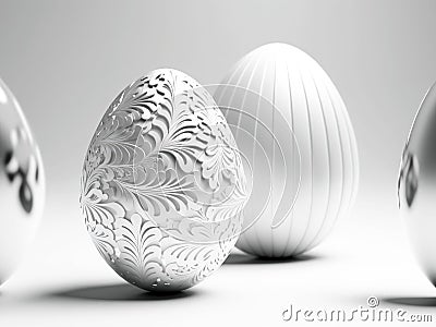 Minimalistic easter background. Clean design. Generative ai. Easter eggs on white background Stock Photo