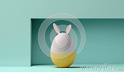 Minimalistic easter egg with bunny ears . generative ai Stock Photo