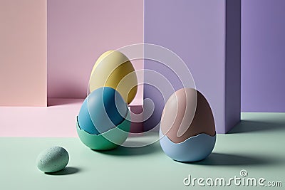 Minimalistic easter eggs background. Stock Photo