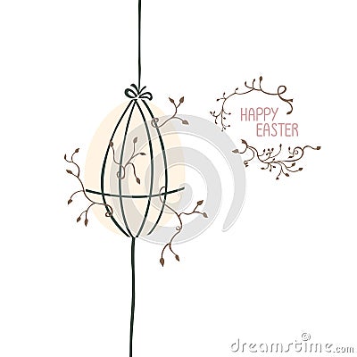 Minimalistic Easter illustration with botanical elements. Vector Illustration