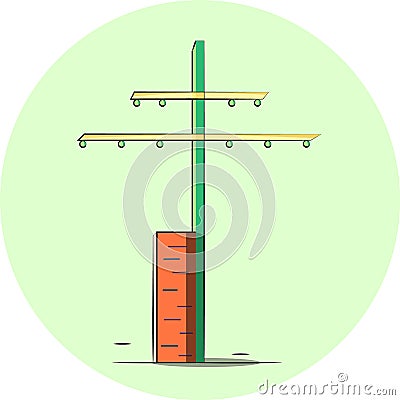 Minimalistic electric pole on a bright green background Vector Illustration