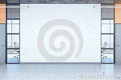 Minimalistic empty office hall with copy space on wall Stock Photo