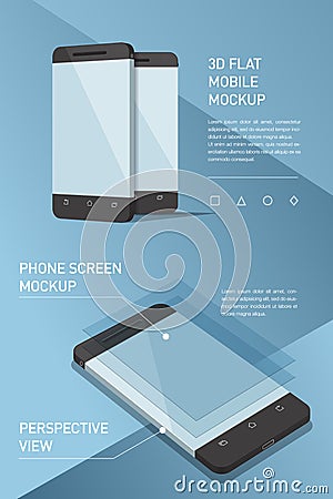 Minimalistic flat illustration of mobile phone. perspective view. Vector Illustration