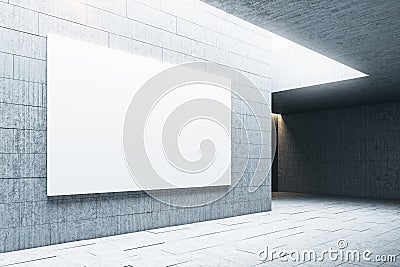 Minimalistic gallery interior with empty billboard wall Stock Photo