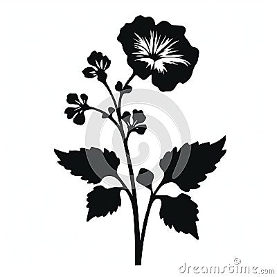 Minimalistic Garden Flower Silhouette Vector Clipart Stock Photo