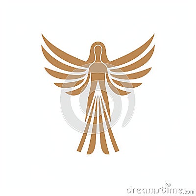 Minimalistic Gold Angel Wings Logo Design Stock Photo