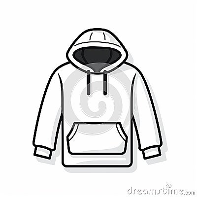 Minimalistic Hoodie Icon: Black And White Line Work Design Cartoon Illustration