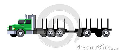 Logging truck with trailer cart Vector Illustration