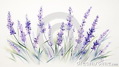 Minimalistic Lavender Watercolor Painting With Elaborate Borders Stock Photo