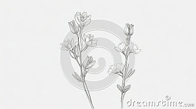 Minimalistic line drawing of snapdragon flowers Stock Photo