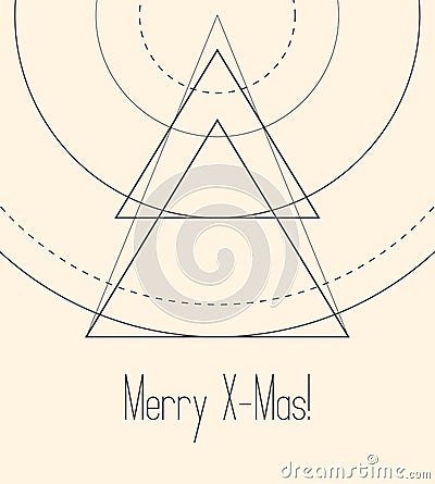 Minimalistic linear Christmas tree template. Vector Illustration