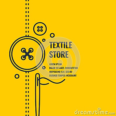 Minimalistic linear poster for textile shop Vector Illustration