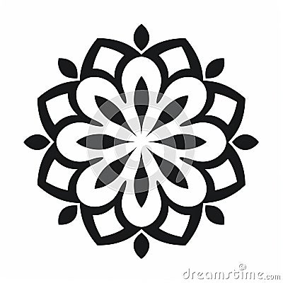 Minimalistic Mandala Icon: Vector Illustration With Floral Accents Cartoon Illustration