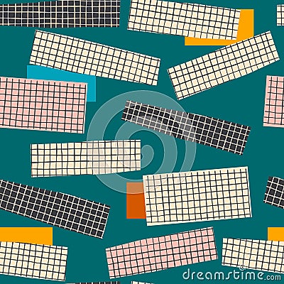 Minimalistic modern abstract gingham seamless pattern. Contemporary collage prints collection. Vector Illustration