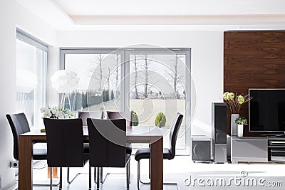 Minimalistic modern dining room Stock Photo