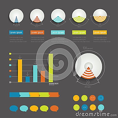 Minimalistic modern infographic folder with pie ch Vector Illustration