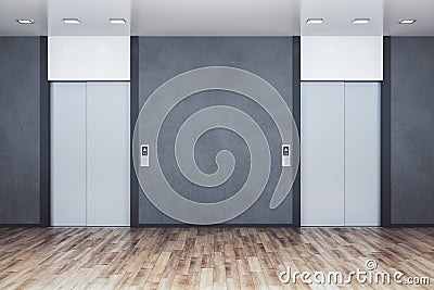 Minimalistic office interior with two elevator Stock Photo