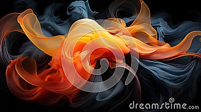 Minimalistic Orange and Black Dense Floating Smoke on Backdrop Stock Photo