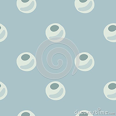 Minimalistic pearl seamless doodle pattern. Blue pastel palette aqua artwork. Simple circle print Cartoon Illustration