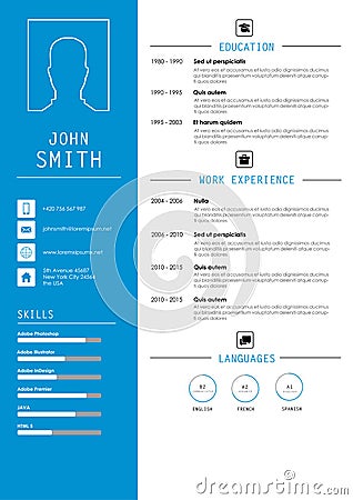 Minimalistic personal vector resume - cv Stock Photo