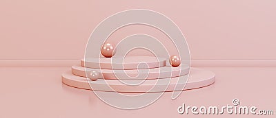 Minimalistic podium with spheres. Design for product presentation. 3d rendering Stock Photo