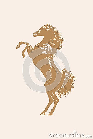 Minimalistic posters for printing. Line art. Cover design, wallpaper. Horse artwork. Vector Illustration