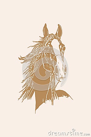 Minimalistic posters for printing. Line art. Cover design, wallpaper. Horse artwork. Vector Illustration