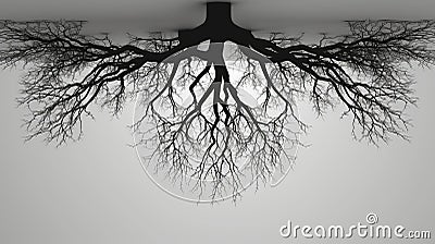 Minimalistic rendering of branching tree silhouette in grayscale Stock Photo