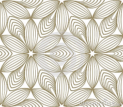 Minimalistic repeating linear flower pattern Vector Illustration