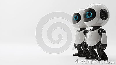 Minimalistic Robot Illustration for PowerPoint. Generative AI Cartoon Illustration