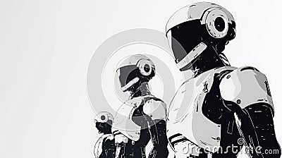 Minimalistic Robot Illustration for PowerPoint. Generative AI Cartoon Illustration