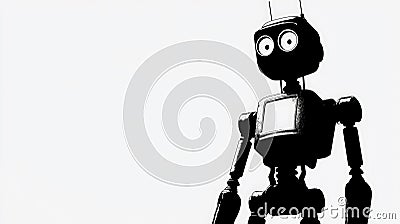 Minimalistic Robot Illustration for PowerPoint. Generative AI Cartoon Illustration